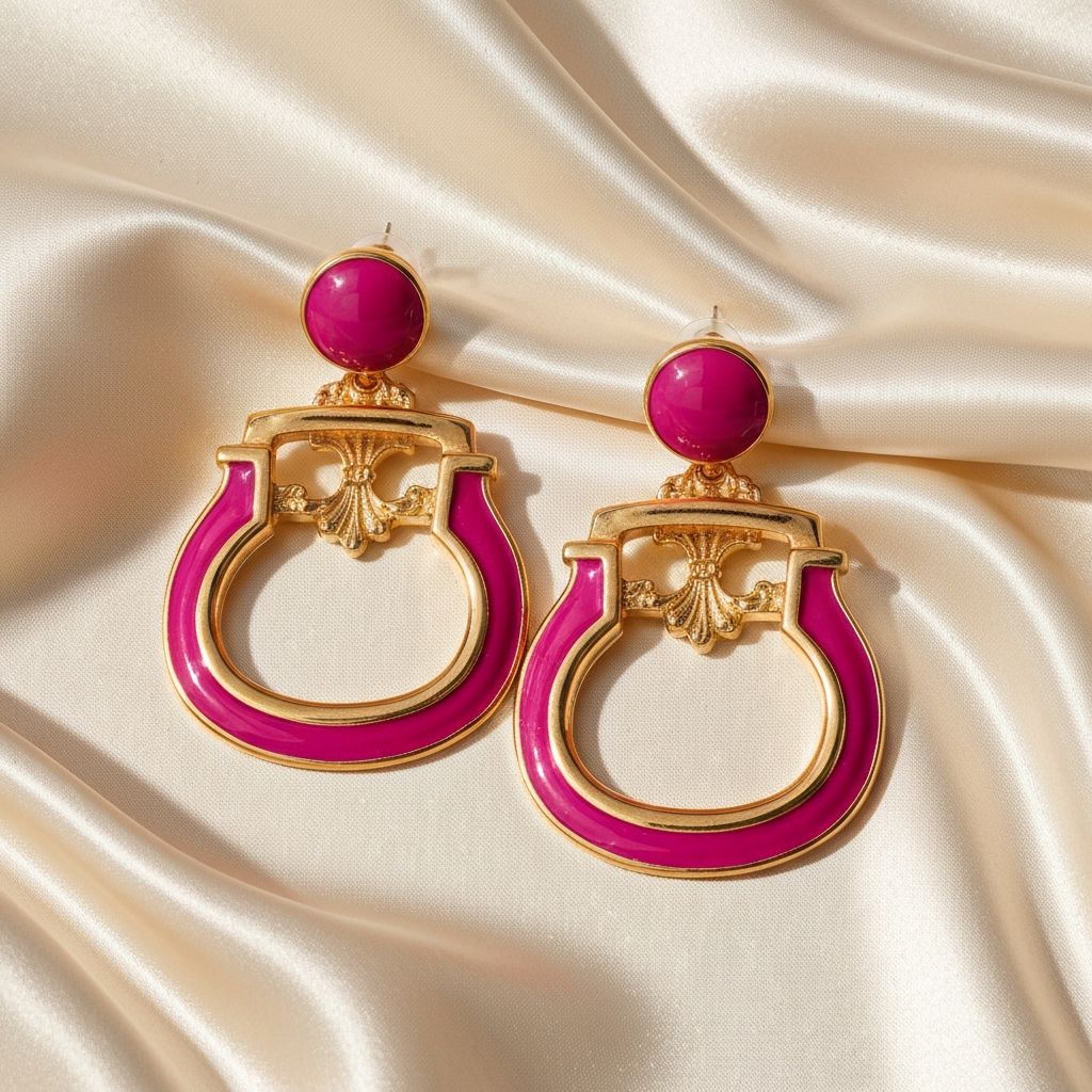 Hot Pink Enamel Earrings